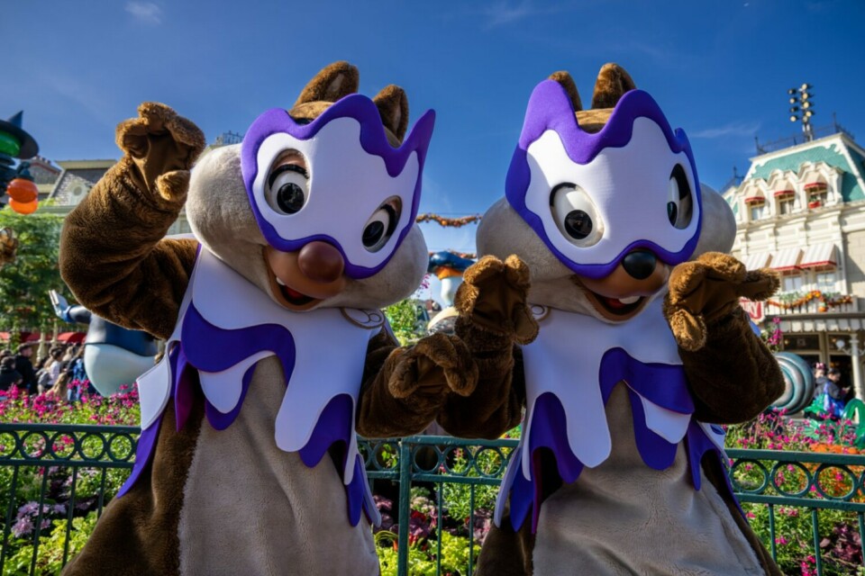 Chip & Dale in ihren Halloween-Kostümen im Disneyland Paris