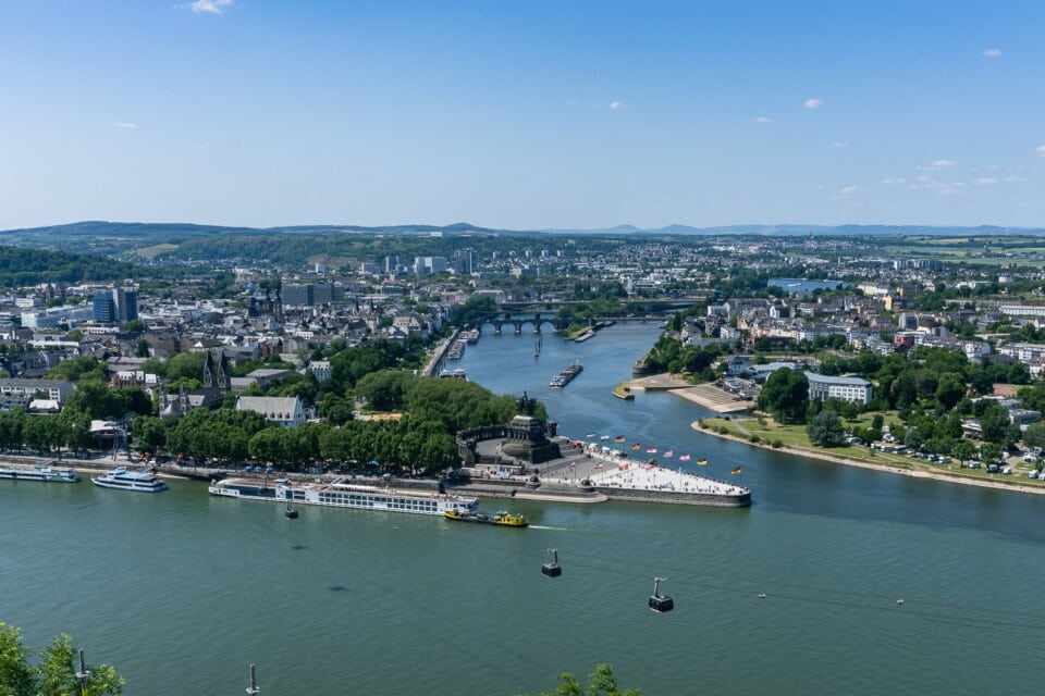 Ausblick auf Koblenz von der Festung Ehrenbreitstein